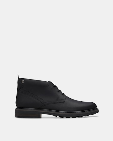 Clarks Newford Mid Boots - Black Leather