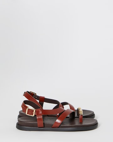 Carlota Leather Toe Hardware Footbed Sandals - Wide Fit (E)