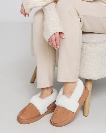 Alora Suede Warm Lined Full Back Slippers - Wide Fit (E)