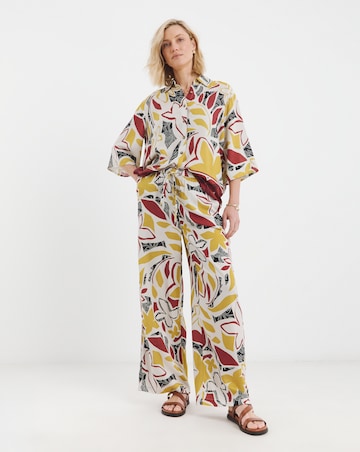 Printed Linen Mix Half Sleeve Shirt