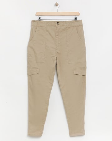 Stone Cotton Tapered Cargo Trouser