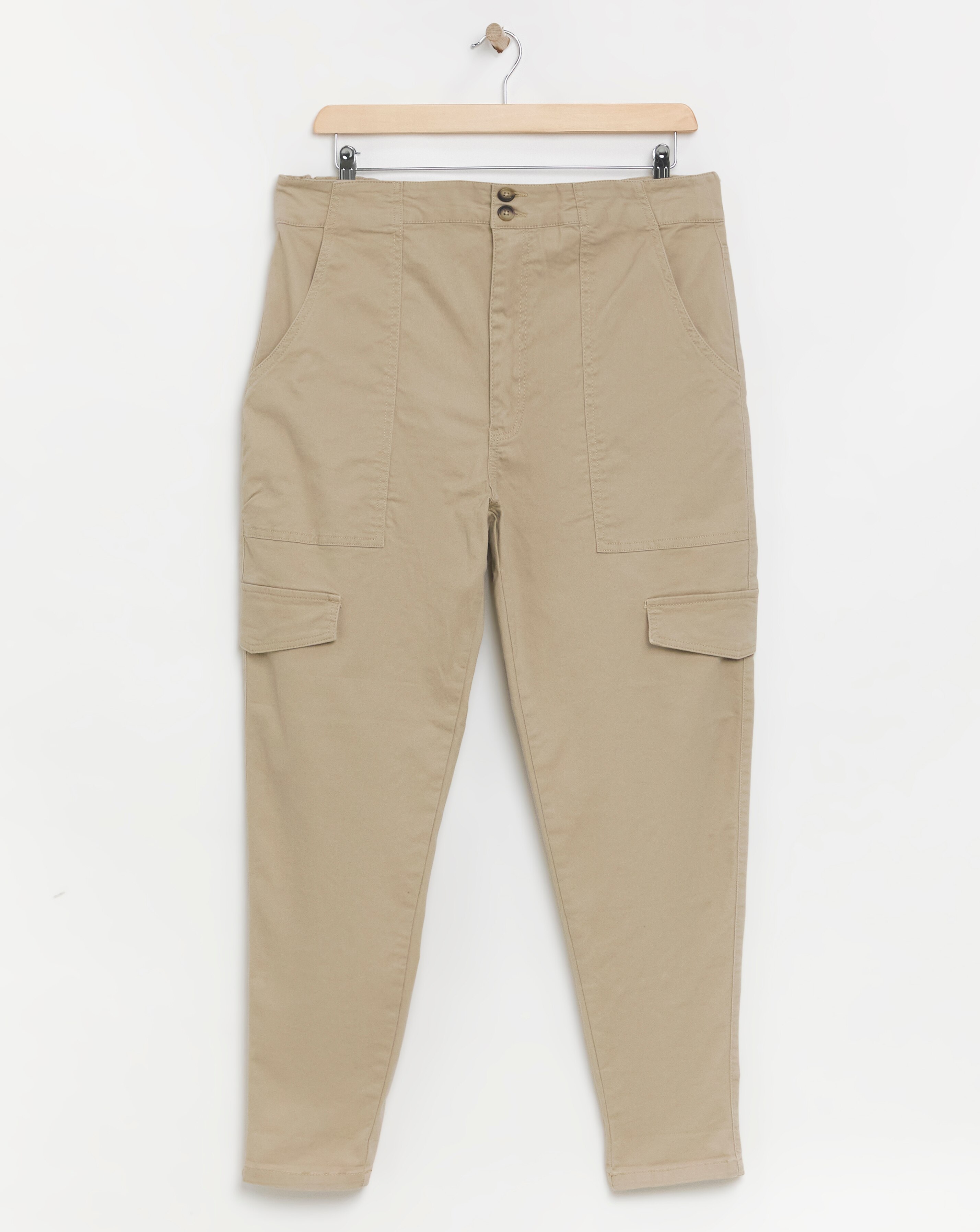 Stone Cotton Tapered Cargo Trouser