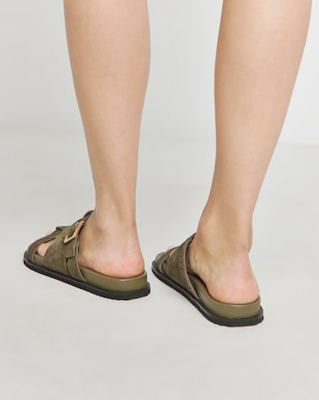 Anthology Cicero Suede Lasercut Detail Footbed Sandals - Wide Fit (E)