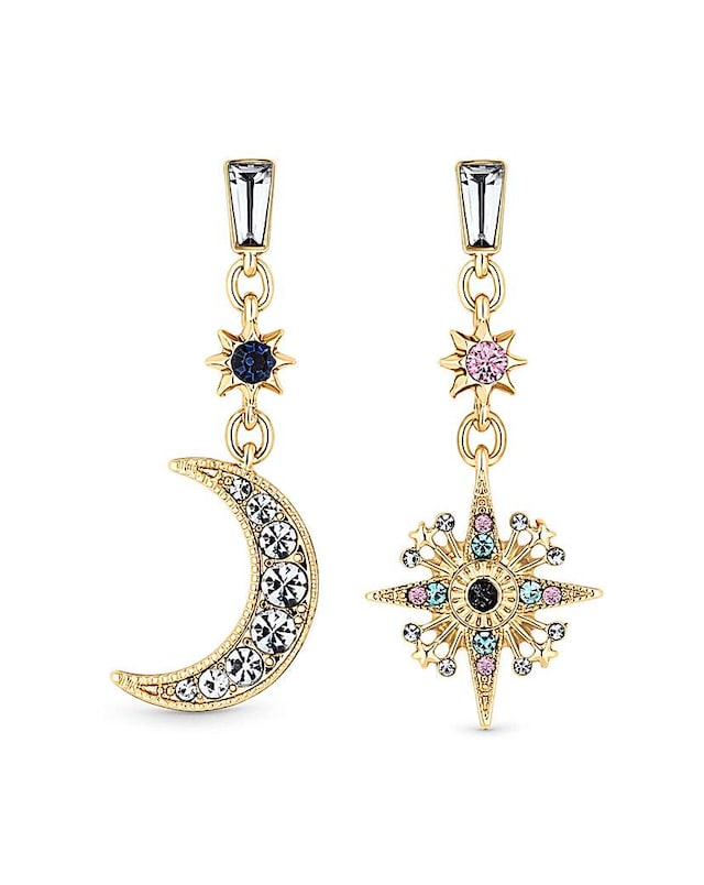 Mood Gold Multi Coloured Celestial Drop Earrings