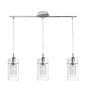 3 Light Chrome and Clear/Frosted Double Glass Shade Ceiling Bar Pendant