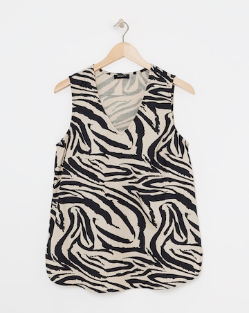 Animal Print V Neck Linen Vest