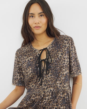 Sequin Tie Front Top