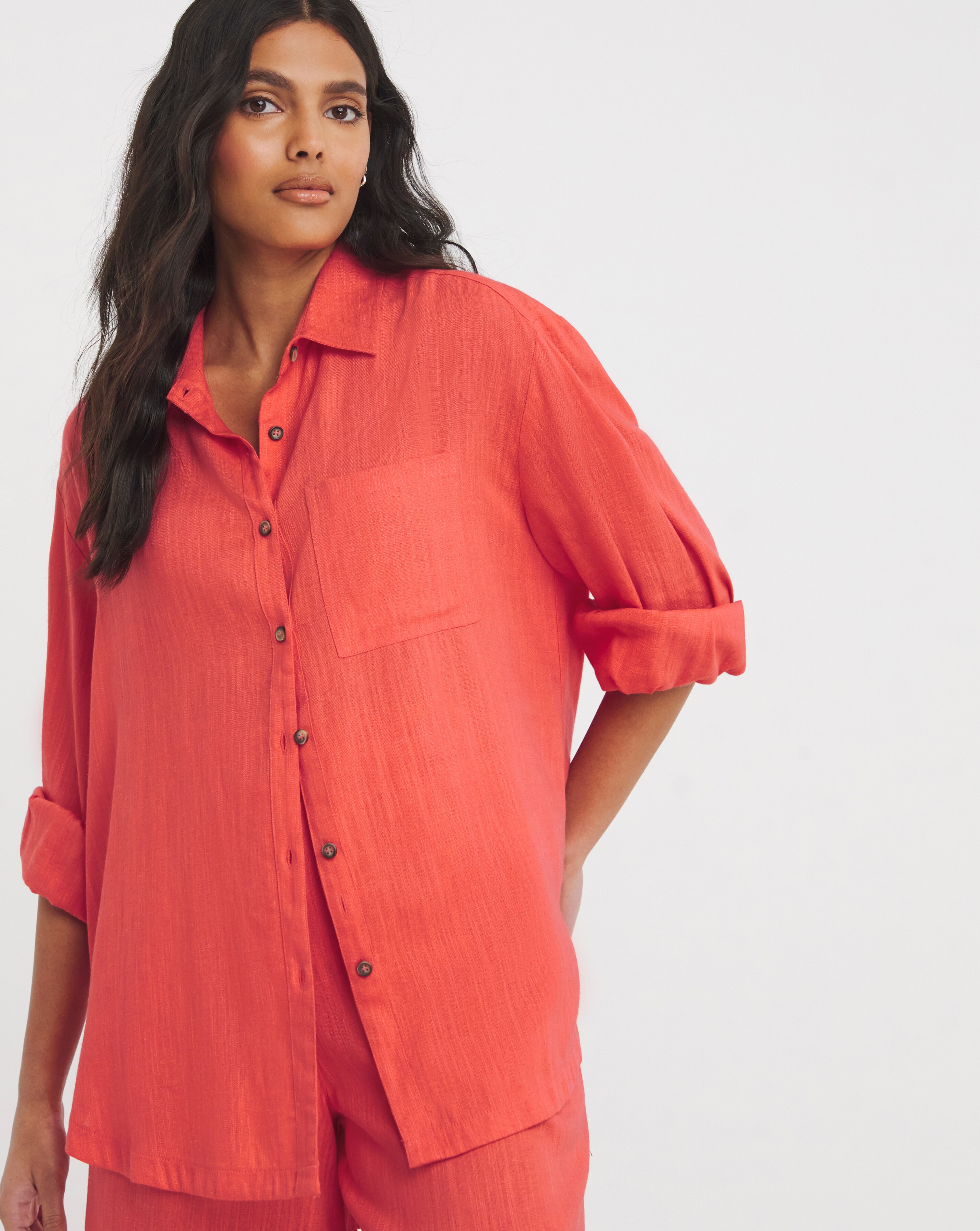 Linen Mix Long Sleeve Shirt