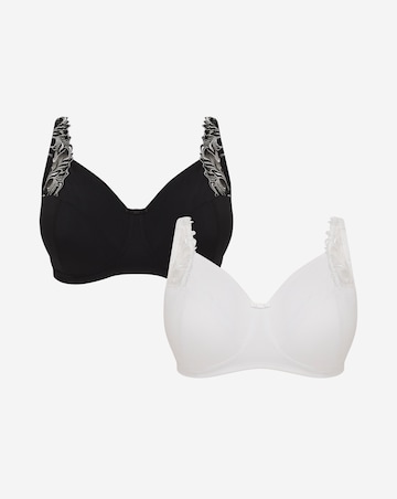 Pretty Secrets (2 Pack) Flora Non Wired Bras (B-F) Black/White