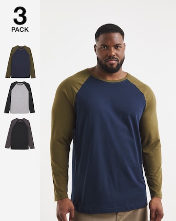 3 Pk Long Sleeve Raglan T-shirt Long