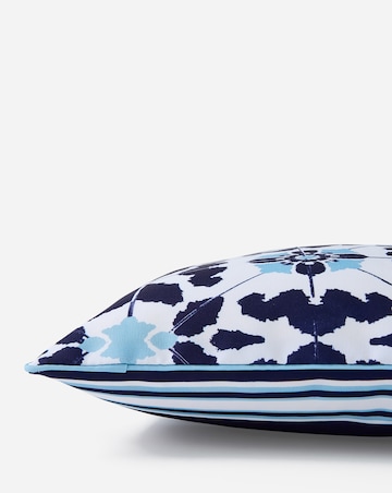 Tile Print Outdoor Cushion with Striped Reverse