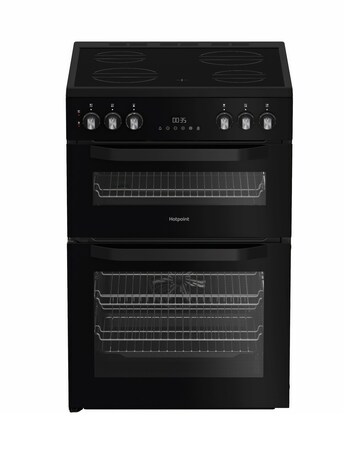 Hotpoint HTE6VDCB1 60cm Electric Twin Cooker with Multiflow - Black