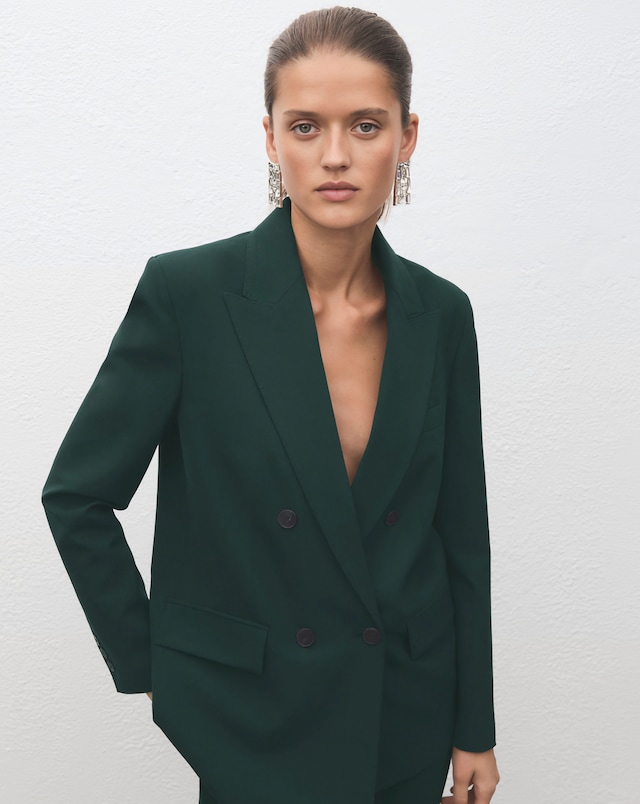 Mango V-Neck Vivid Green Blazer