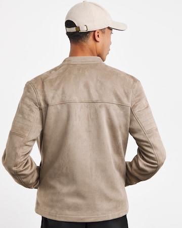 Stone Faux Suede Racer Jacket