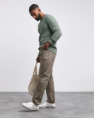 Green Cable Crew Neck Jumper