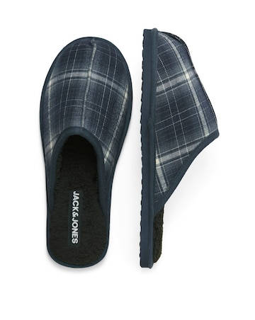Jack & Jones Dudley Checked Slipper - Navy