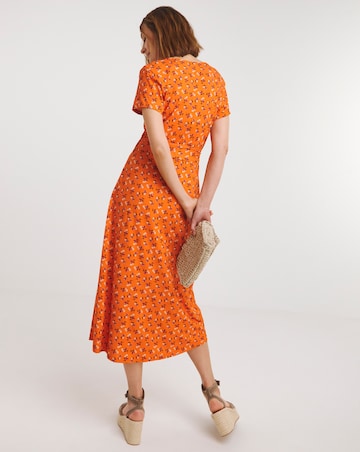 Joe Browns Orange Ditsy Floral Midi Dress