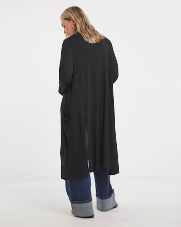 Black Longline Jersey Pocket Cardigan