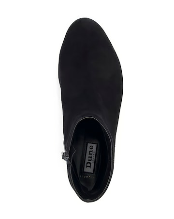 Dune Pippie Black Suede Low-Heel Ankle Boots Wide Fit