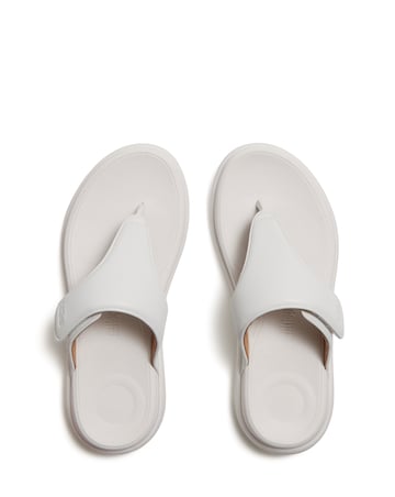 FitFlop White F-Mode Go Adjustable Flatform Toe-Post Sandals - Standard Fit (D)