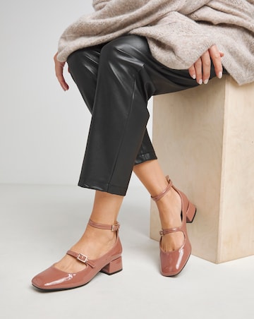 Reno Mary Jane Ankle Strap Block Heel Shoes - Wide Fit (E)