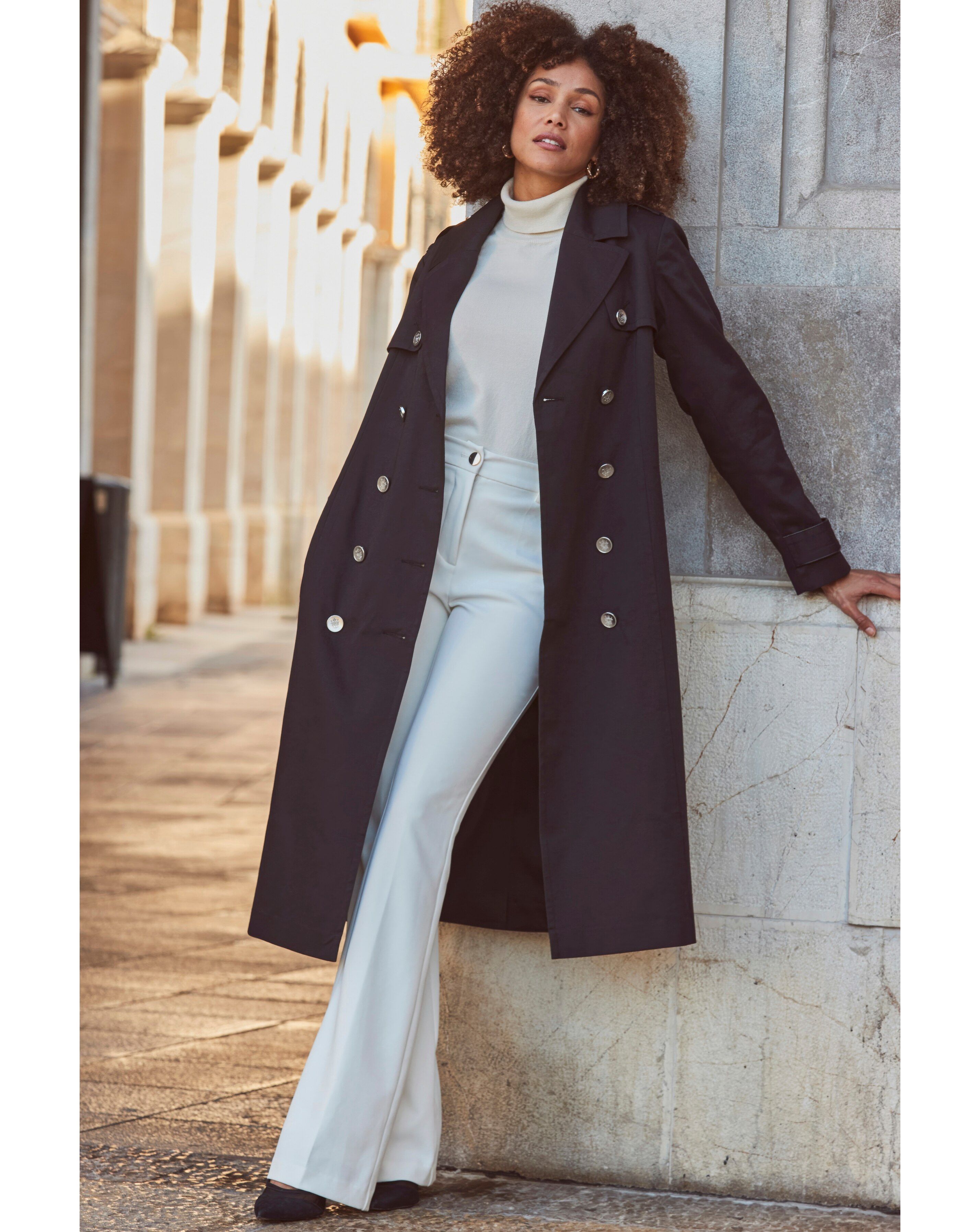 DOUBLE SHADE TRENCH COAT(－) Sosandar Longline Trench Coat | JD Williams
