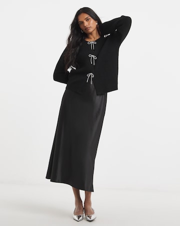 Simply Be Black Diamante Bow Cardigan