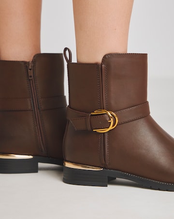 Heavenly Soles Indi Ankle Boots With Buckle Strap - Extra Wide Fit (EEE)