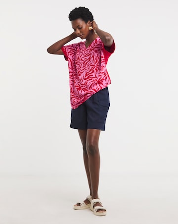 Woven Front V Neck Longline Top