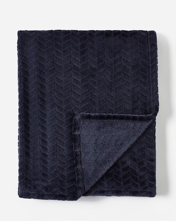 Embossed Jacquard Fleece Throw - Navy