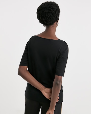 Pure Cotton Slash Neck 3/4 Sleeve Top