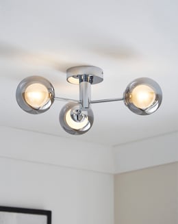 Chrome Ceiling Light With Smokey Glass Shade