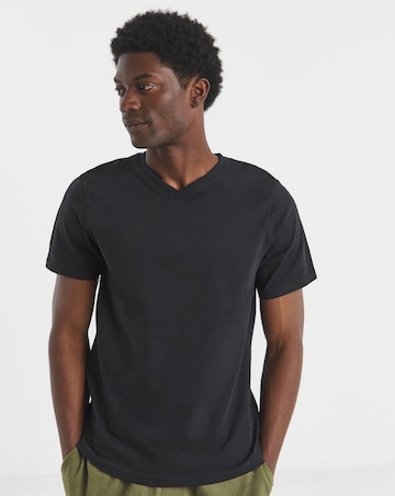 Pure Cotton V-Neck T-Shirt- Black