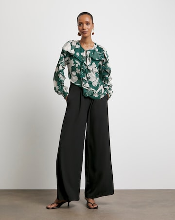 Joanna Hope Crinkle Chiffon Ruffle Blouse