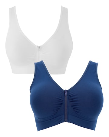 Pretty Secrets (2 Pack) Zip Front Fastening Comfort Tops (Fits Up To D)