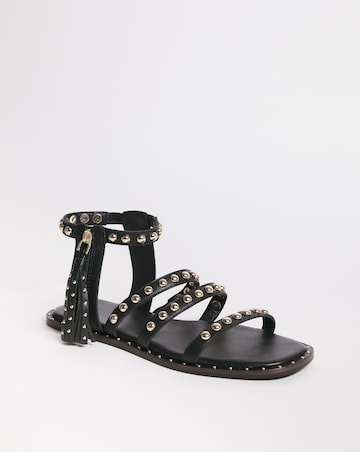 Leather Tassle Detail Sandal - Extra Wide Fit (EEE)