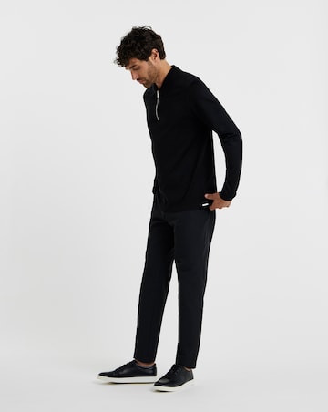 Folio Supima Zip Long Sleeve Polo-Black