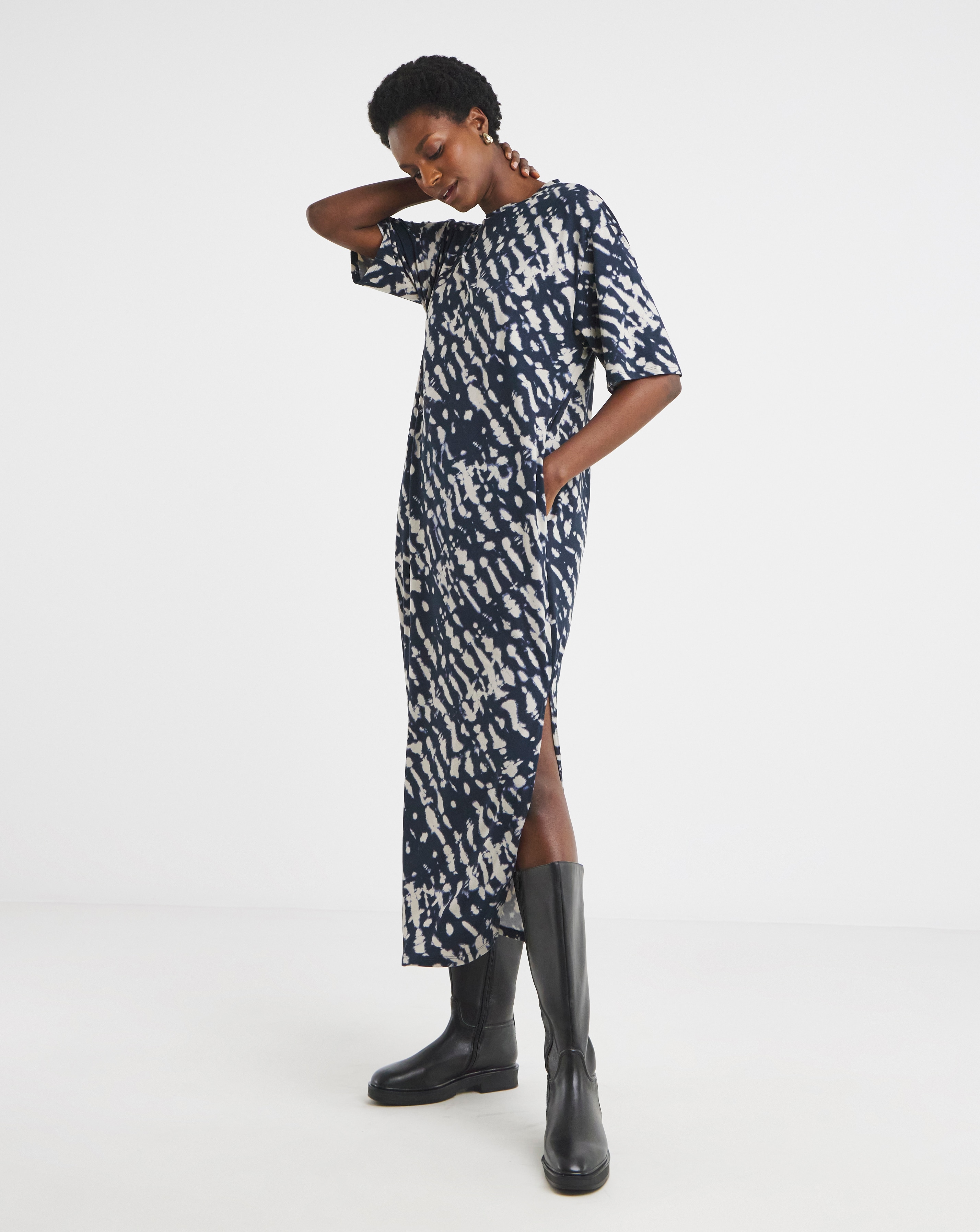 Soft Touch Half Sleeve Midi T-Shirt Dress