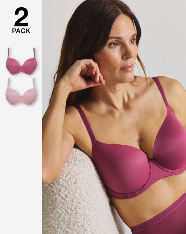Pretty Secrets (2 Pack) Smoothing Microfibre T-Shirt Bras (B-F)