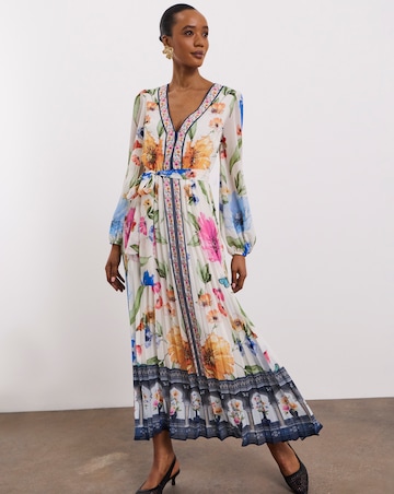 Joanna Hope Pleated Floral Maxi Dress