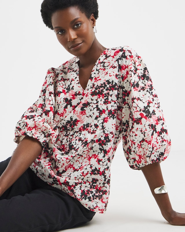 V Neck Puff Sleeve Top