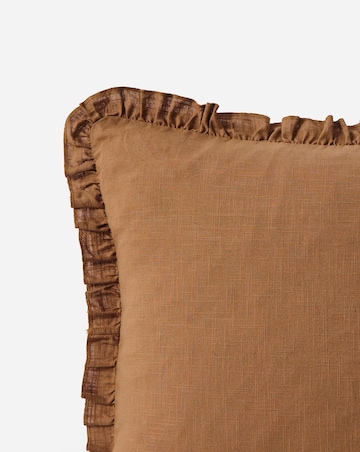 Ruffle Trim Large Cotton Cushion 55x55cm