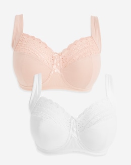 Pretty Secrets (2 Pack) Jane Non Wired Bras (C-F) Blush/White