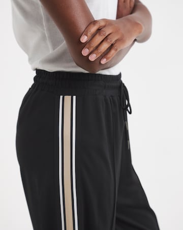 Black Stretch Ponte Side Stripe Wide Leg Trouser