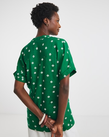 Printed Linen Mix Tunic Top