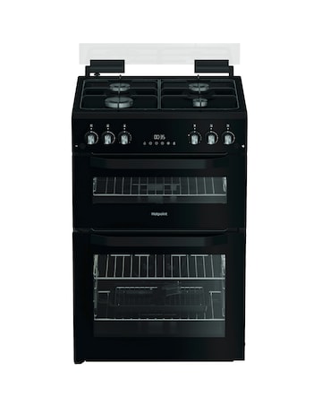 Hotpoint HDG6GDCB1 60cm Gas Double Cooker with Glass Lid - Black
