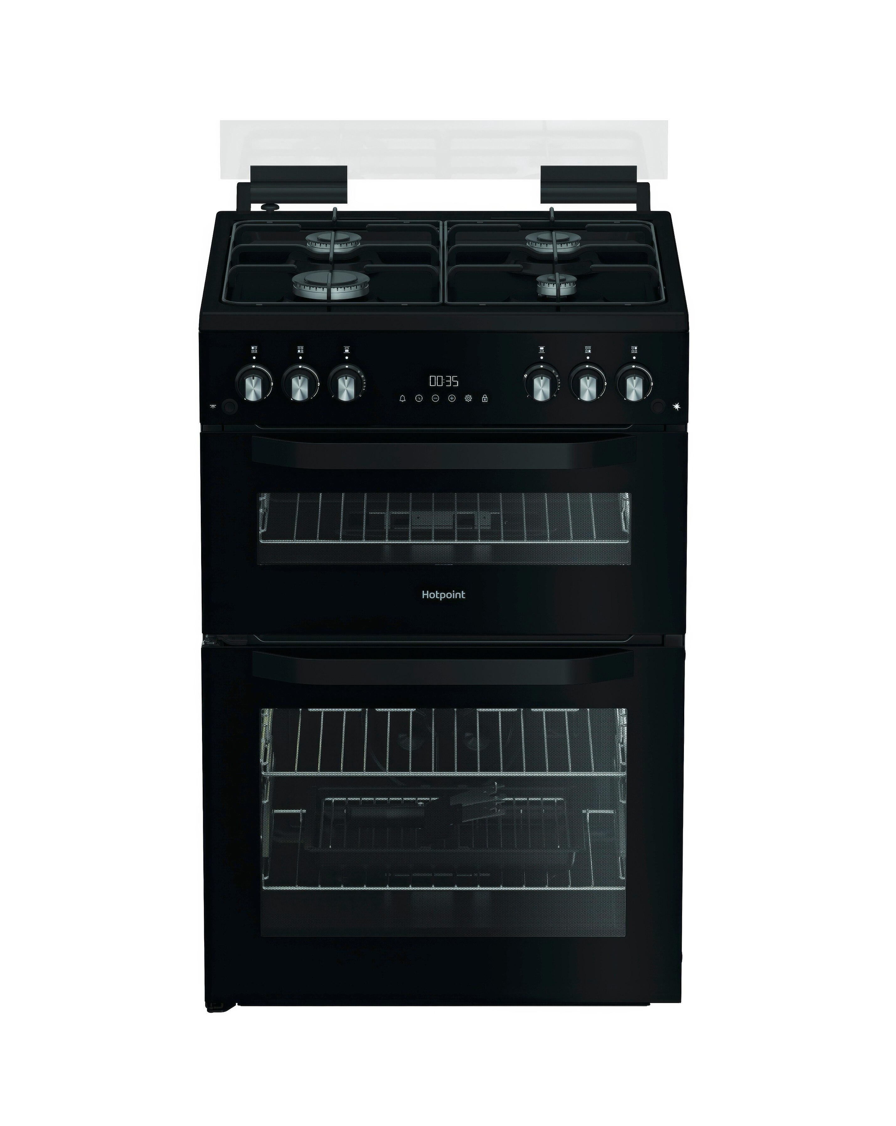 Hotpoint HDG6GDCB1 60cm Gas Double Cooker with Glass Lid - Black