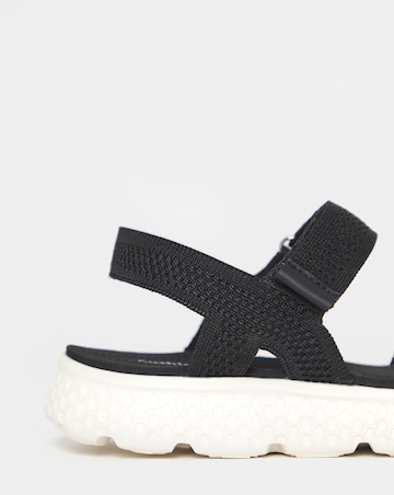 Cushion Walk Black Knit Strappy Sandals - Wide Fit (E)