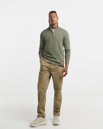 Cotton 1/4 Zip Funnel Knit Top