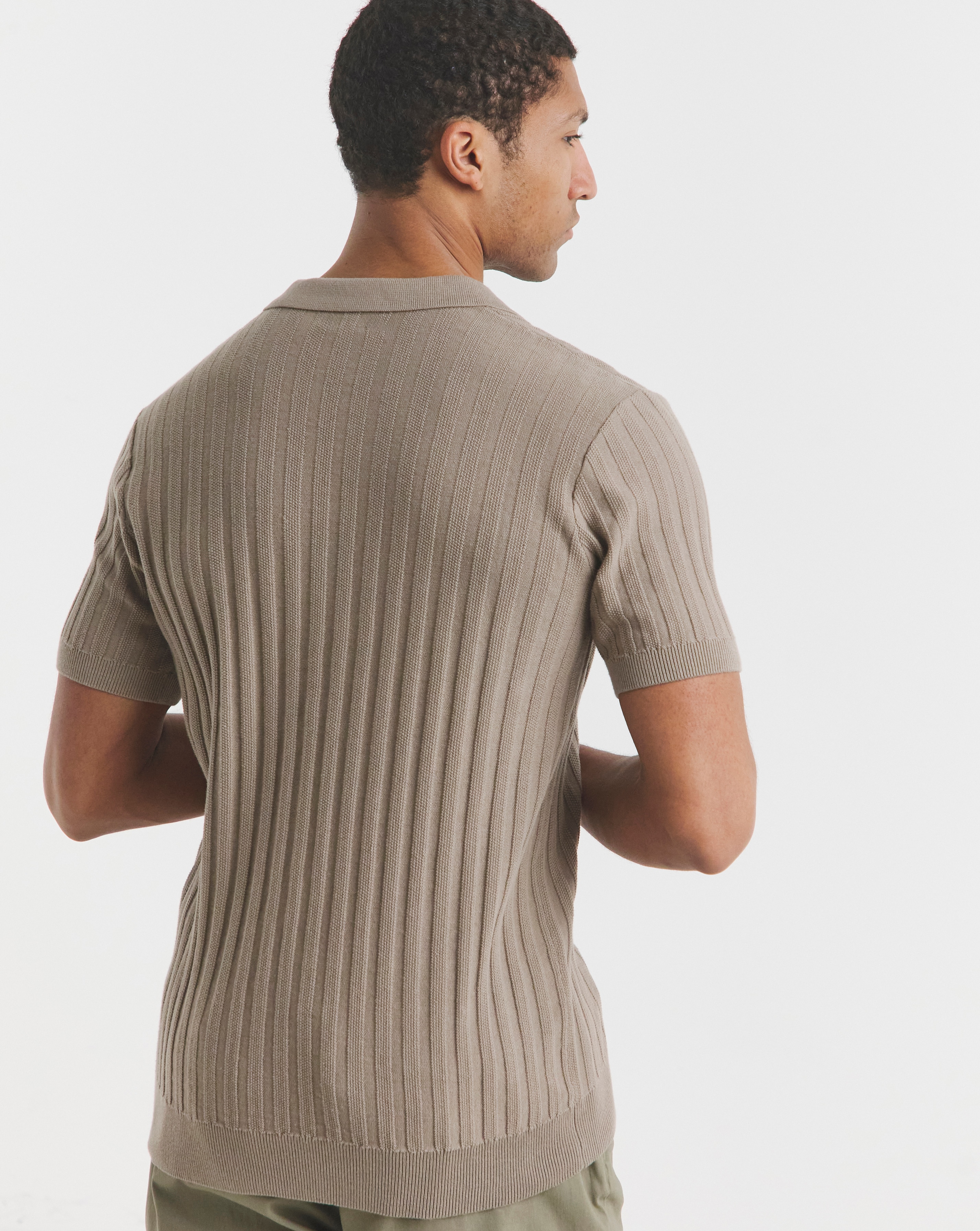 Textured Trophy Neck Tipped Knit Polo | JD Williams